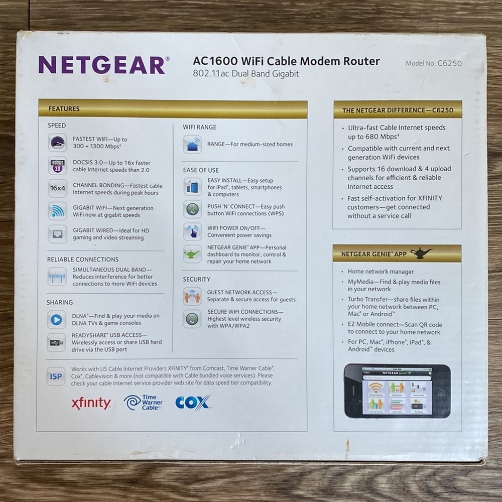 NIB NETGEAR AC-1600 Dual Band WiFi Cable Router Modem in Black - Picture 6 of 12